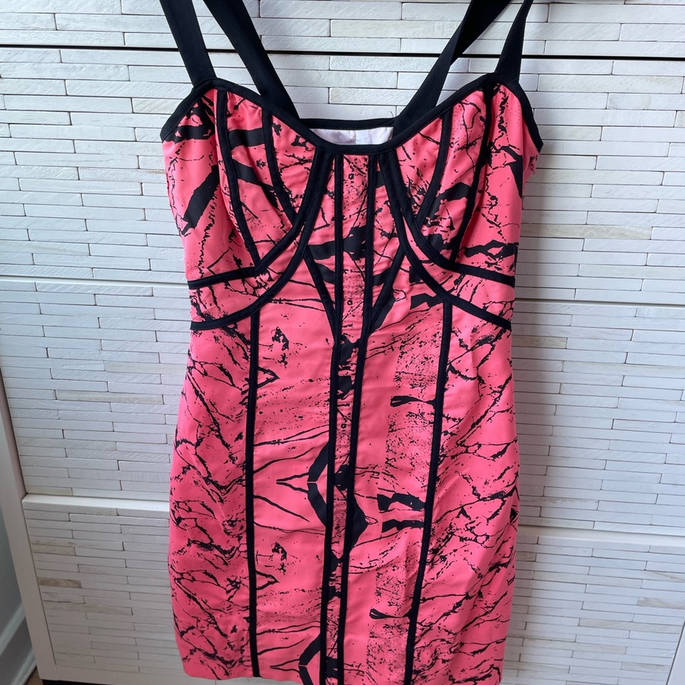 FACTORY ERIK HART BLACK MULTI BODY CON BINDING COCKTAIL PARTY DRESS SIZE 2